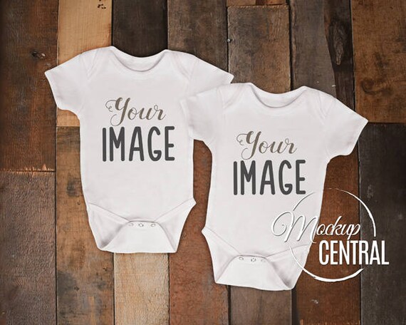 Two Blank White Baby One Piece Mockup Sibling Design Styled Etsy