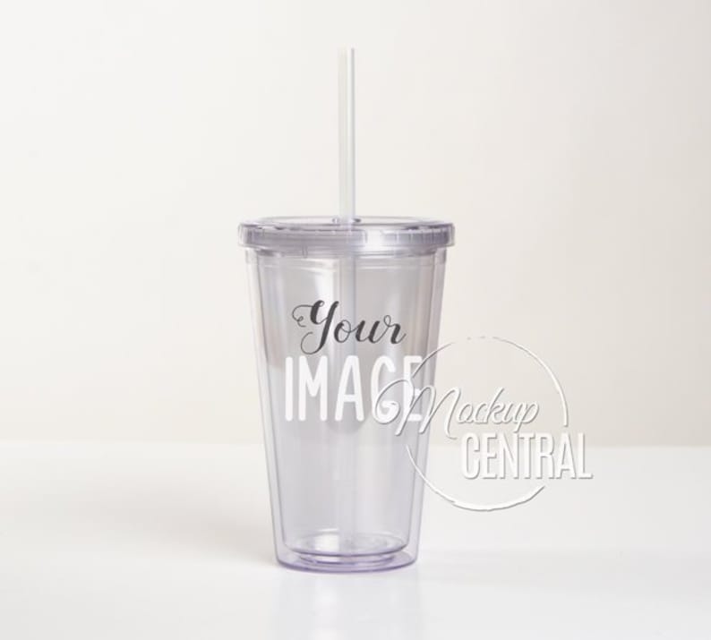 Clear Acrylic Insulated Tumbler 16 oz Cup Mockup Stock | Etsy