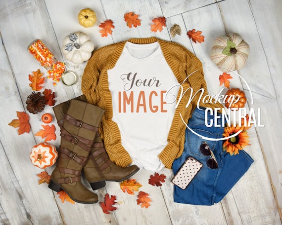 Download Women S Crew Neck Blank White T Shirt Apparel Fall Mockup Etsy