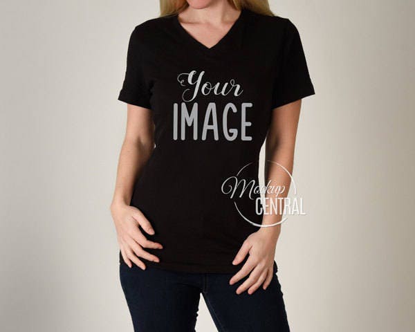 Download Blank Black Women's T-Shirt Apparel Mockup Fashion Design | Etsy