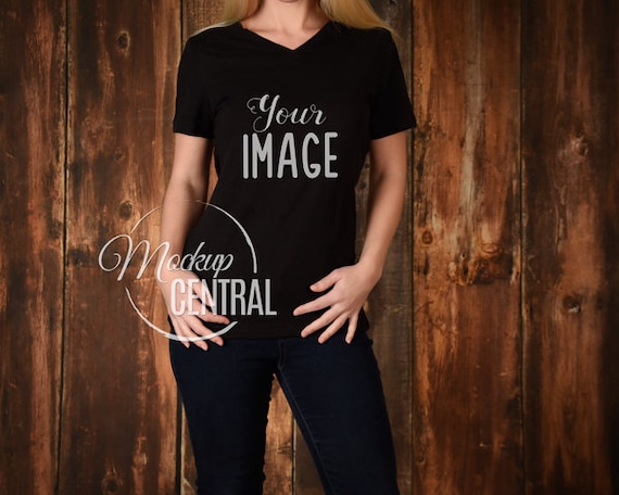 Download Blank Black Women's T-Shirt Apparel Mockup Fashion Design | Etsy