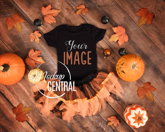 Blank Black Baby Fall Romper Mockup Halloween Design Styled Etsy