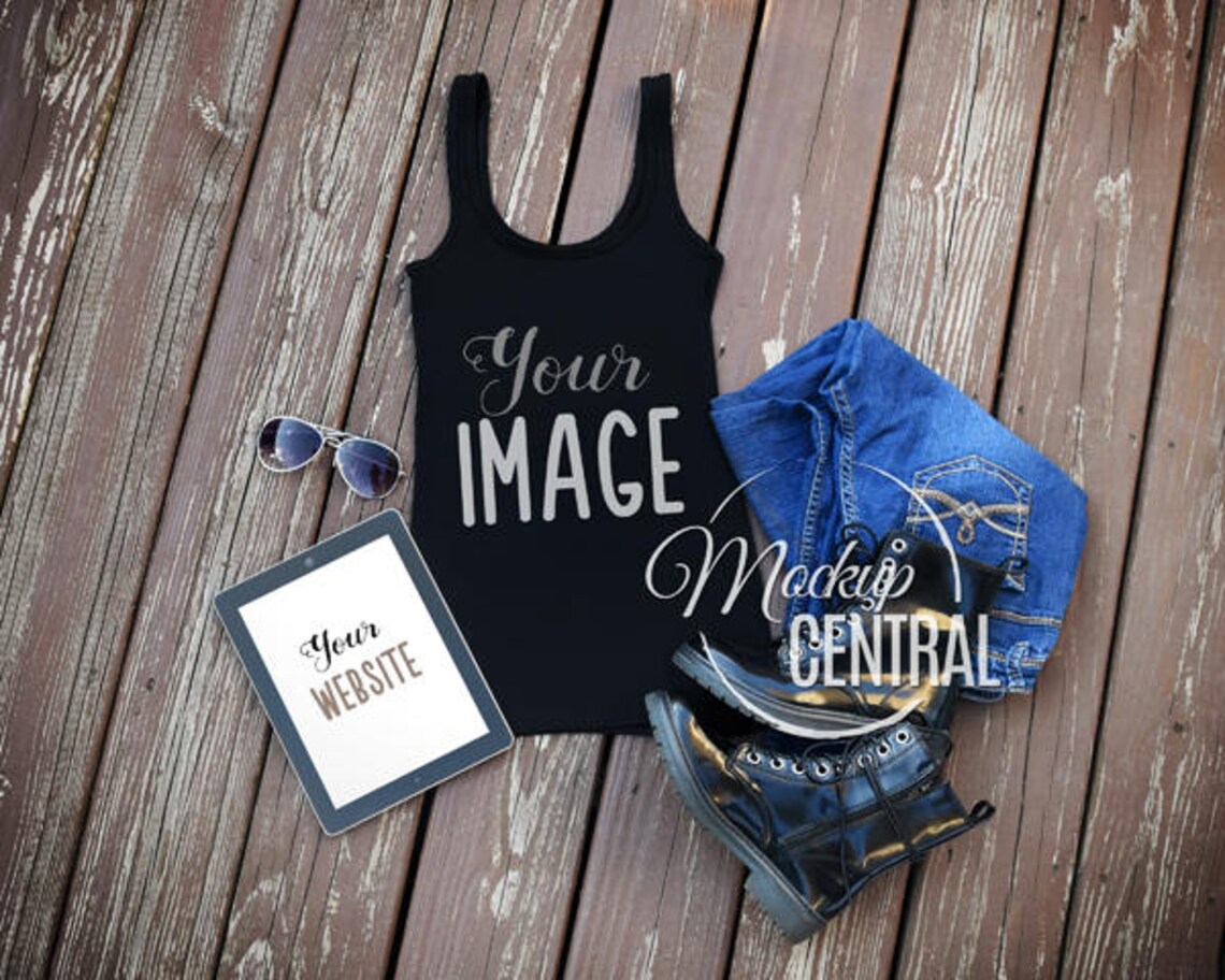 Download Blank Black Tank Top Apparel Mockup Fashion Design Styled ...