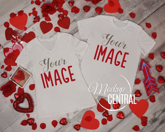 Download His Her Couple S Matching Blank White Top View T Shirt Etsy