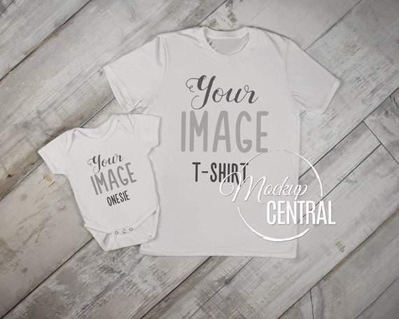 Matching Mom Or Dad Baby Blank White T Shirt And Onepiece Etsy