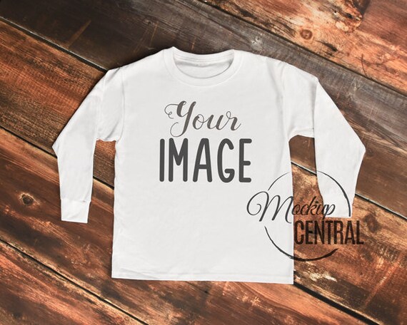 Download Blank Long Sleeve White T Shirt Apparel Mockup Fashion Design Etsy PSD Mockup Templates