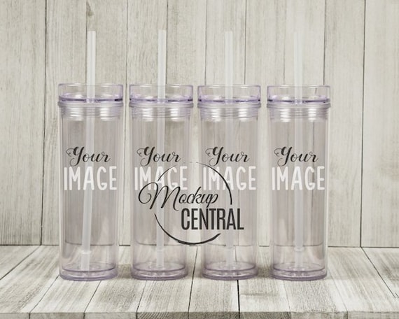 Clear Blank Tall 16 Oz Skinny Tumblers Party Set Of 4 Cup Etsy