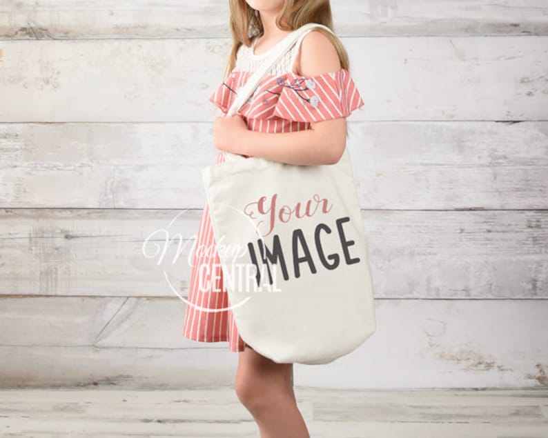Download Kid's Blank White Canvas Tote Bag Mockup Child Model | Etsy