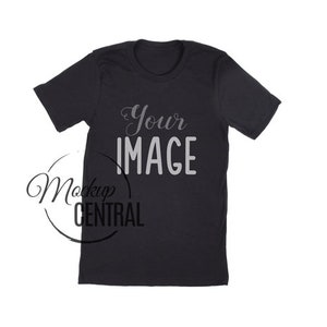 Blank Black Bella Canvas Unisex Jersey Short Sleeve T-Shirt Mockup, Shirt Flat Lay Isolated on White, Apparel Mockup, Stock Photography JPG
