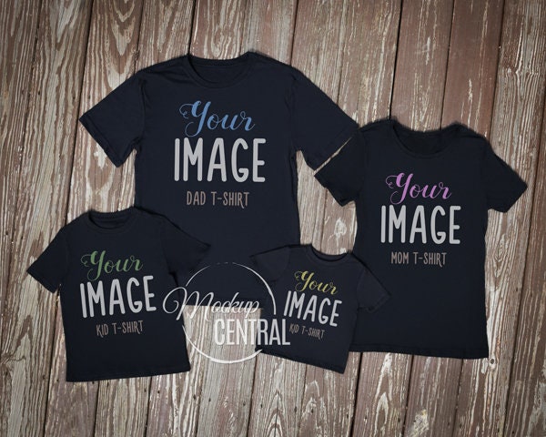 Download Matching Family Mom Top View Wood JPG Background Mock Up Shirts Dad & Baby Blank White T-Shirt ...