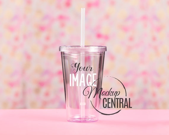 Clear Acrylic Insulated Tumbler 16 Oz Cup Mockup Stock Etsy