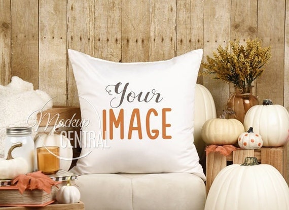 Rustic Country Fall Square Mockup Pillow Halloween Pillow Photo Mock Up Blank White Throw Pillow Styled Stock Photography JPG Download Etsy