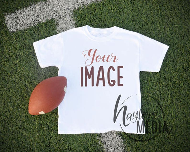 Download Blank White Football T-Shirt Apparel Mockup Top View ...