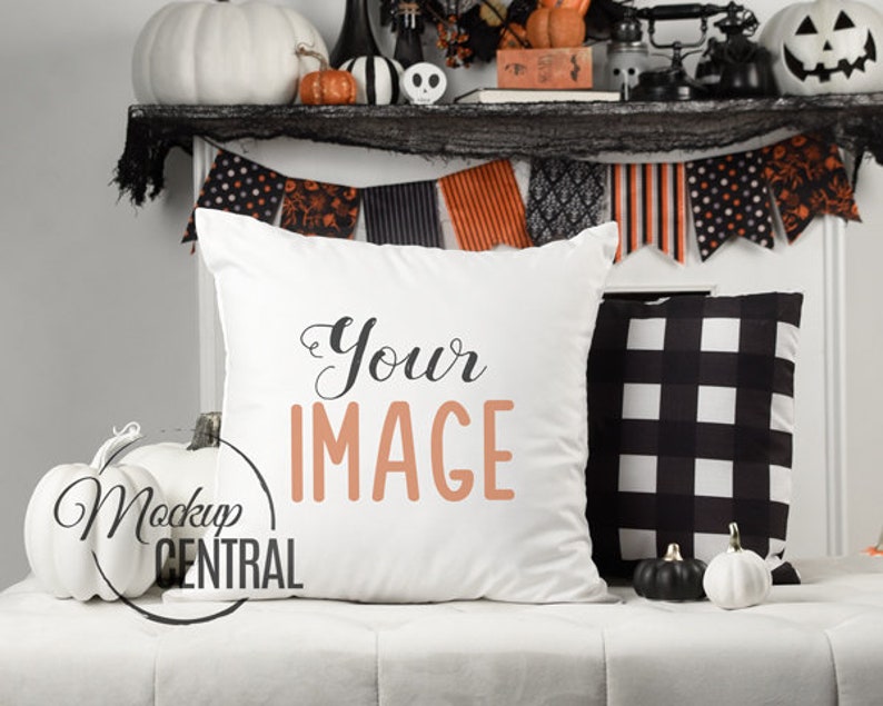 Download Halloween Fall Square Mockup Pillow Living Room Chair ...