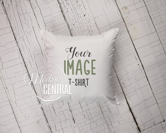 Blank White Square Mockup Pillow Top View Flat Lay Photo Mock Etsy