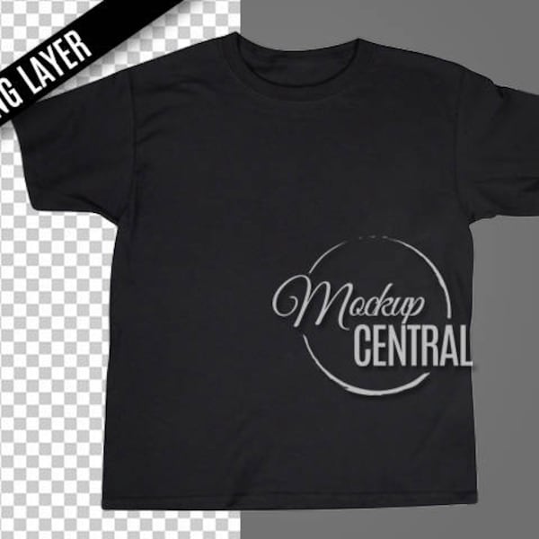 Transparent PNG Blank Black T-Shirt Apparel Mockup, Fashion Design Styled Stock Photography, Mock Up Shirt, Top View, Photoshop Cutout Layer