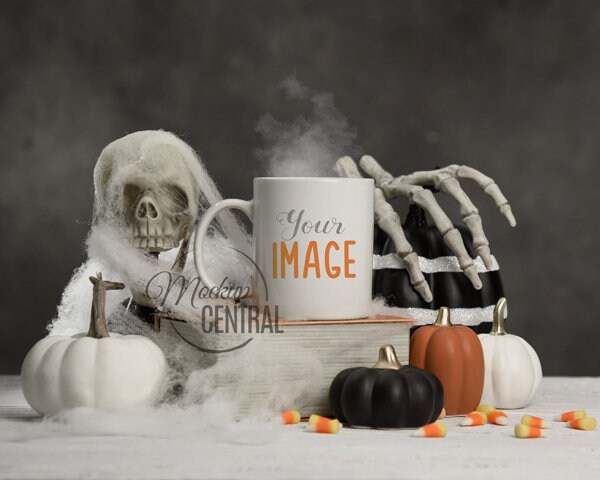 Download Spooky Scary Halloween White Coffee Glass Cup Mockup Stock Etsy