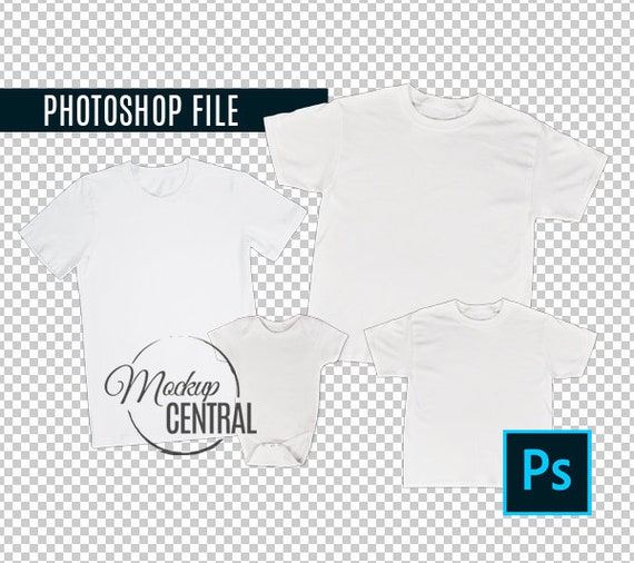Photoshop Template Matching Family Blank White T Shirt And Etsy