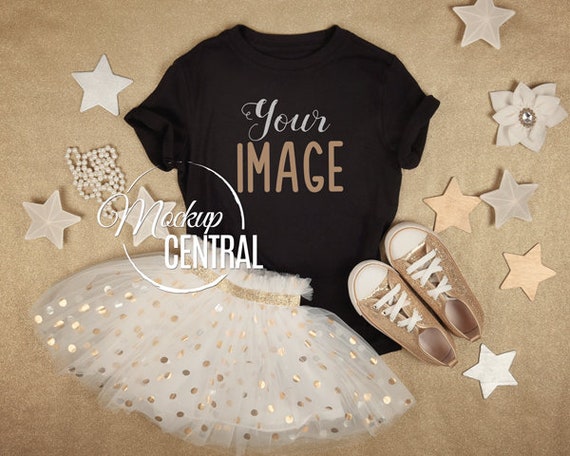 Blank Girl S Black T Shirt Mockup Fashion Styled Stock Etsy