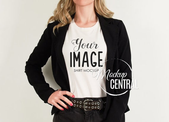 Download Woman S Sheek Styled T Shirt Mockup Apparel Fashion Stock Etsy
