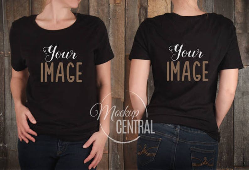 Download Blank Women's Black T-Shirt Apparel Mockup Photo Front ...