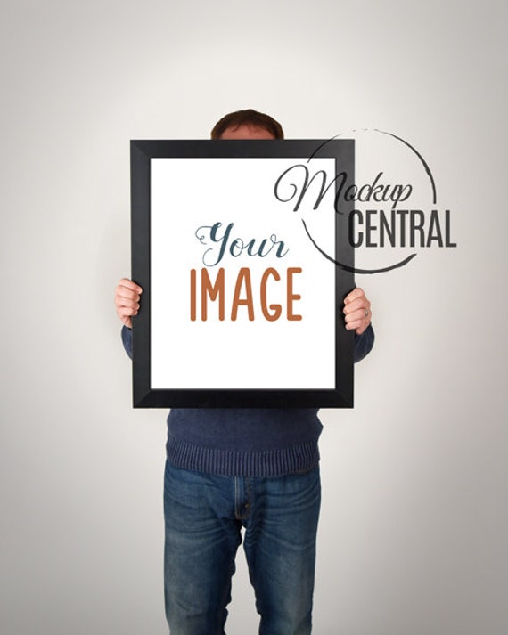 Buy Person Holding Blank Wood Frame Stock Photo White Background Online in  India - Etsy