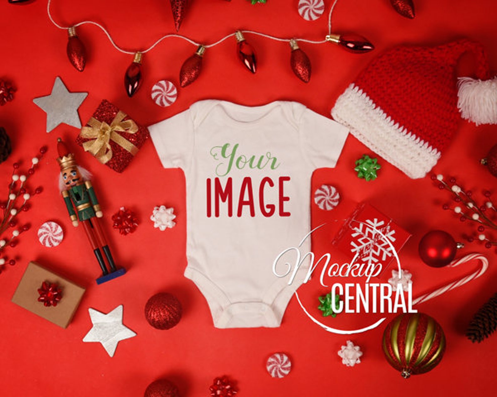 Download Blank White Baby Christmas Bodysuit Mockup Infant One ...