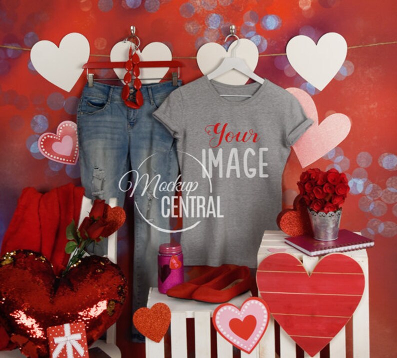 Download Blank Gray T-Shirt Valentine's Day Apparel Mockup Love | Etsy