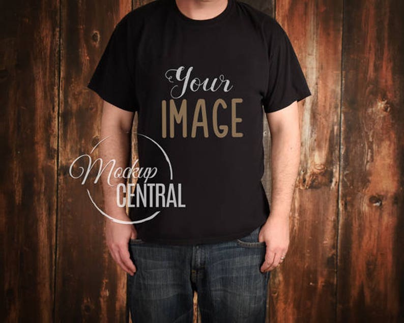 Download Blank Men's Black T-Shirt Apparel Mockup Fashion Design | Etsy