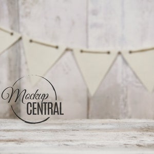 Blank Stock Photo Advertisement, Table Top Wood Background with Banner - Product Background Mockup, Stock Mock Up, JPG Digital Download