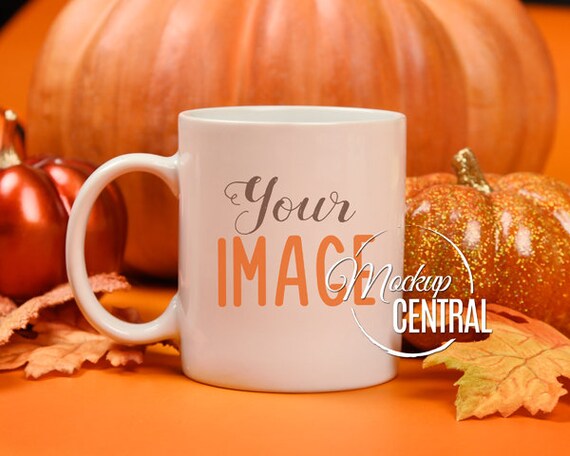 Blank White Coffee Glass Cup Mockup Stock Photography Fall Etsy
