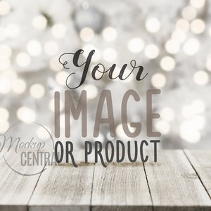 Blank White Christmas Table Product Background Mockup - Styled Stock Photography, Winter Photo Graphic Design Mock Up, JPG Digital Download