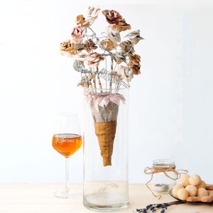 RosengoldStrauß, Steampunk Metallstrauß, Alternativer Hochzeitsstrauß, Glam Rosegold Mittelstück, Schmuckstrauß, Papier Brautstrauß