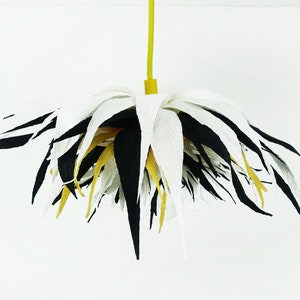 Black & White + Yellow star lamp, Contemporary pendant light, Paper Flower lamp, Minimalist lamp, Modern light fixture, Modern ceiling lamp