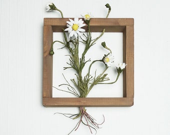 Chamomile, Boho decor, Framed botanical art, Floral decor, 3D wall art, Statement art, Vertical Garden wall decor, Faux Plant wall hanging
