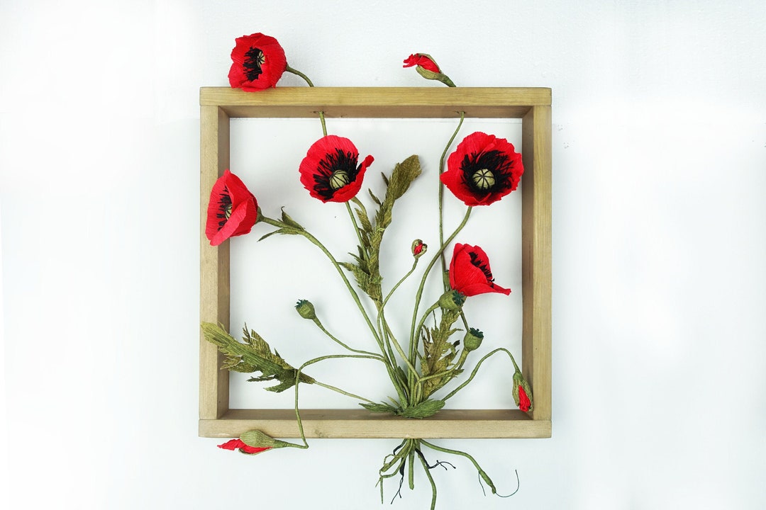 Poppy Wall Art, Poppy Flower Art, Framed Botanical Art, Flower Decor