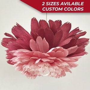 Lampada rosa rosa polvere, lampada a sospensione a forma di fiore, lampada floreale di carta, lampada floreale, lampada a forma di fiore di peonia, paralume di carta, lampada per bambini, Boho