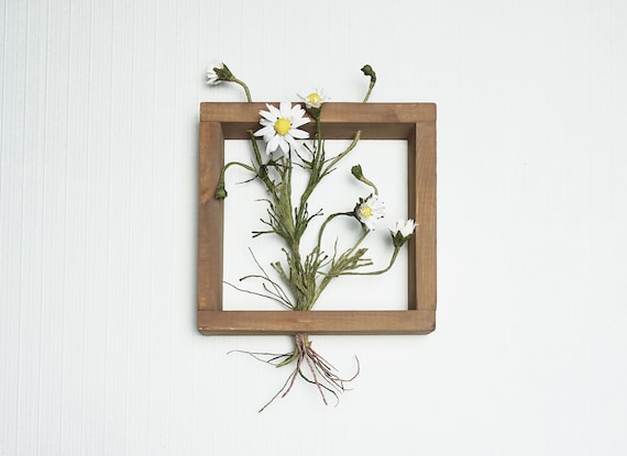 Chamomile, Boho decor, Framed botanical art, Floral decor, 3D wall art, Statement art, Vertical Garden wall decor, Faux Plant wall hanging