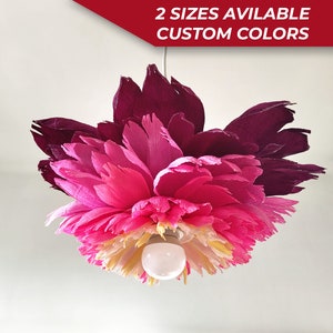 Lampada rosa bordeaux e rosa, lampada a sospensione a forma di fiore, Boho, lampada floreale di carta, lampada floreale, lampada a forma di fiore, lampada di carta, lampada per cameretta dei bambini