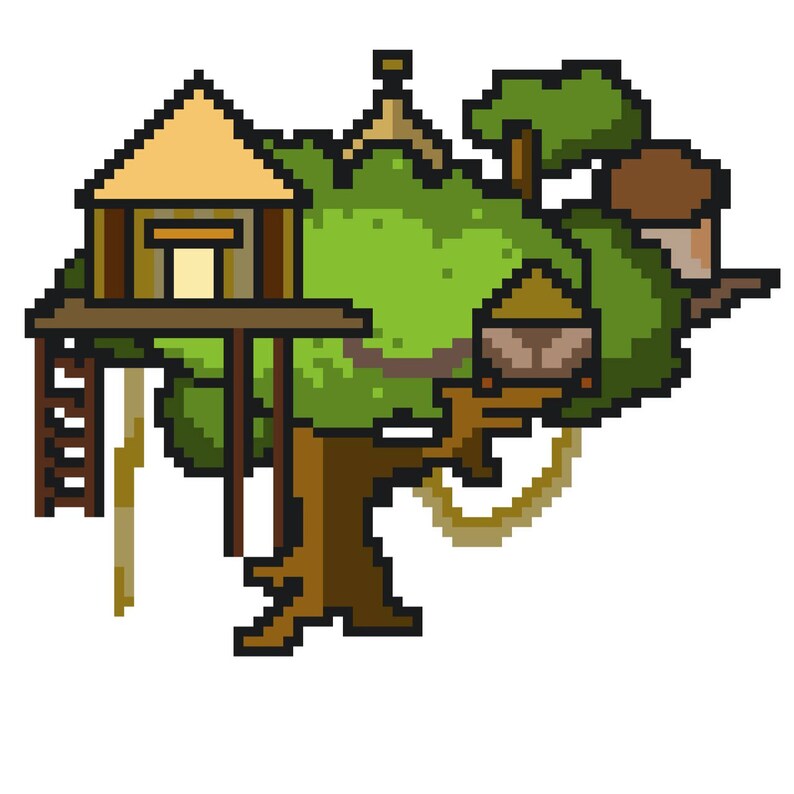 8Bit Pixel Art Swiss Family Treehouse Disneyland inspired Etsy