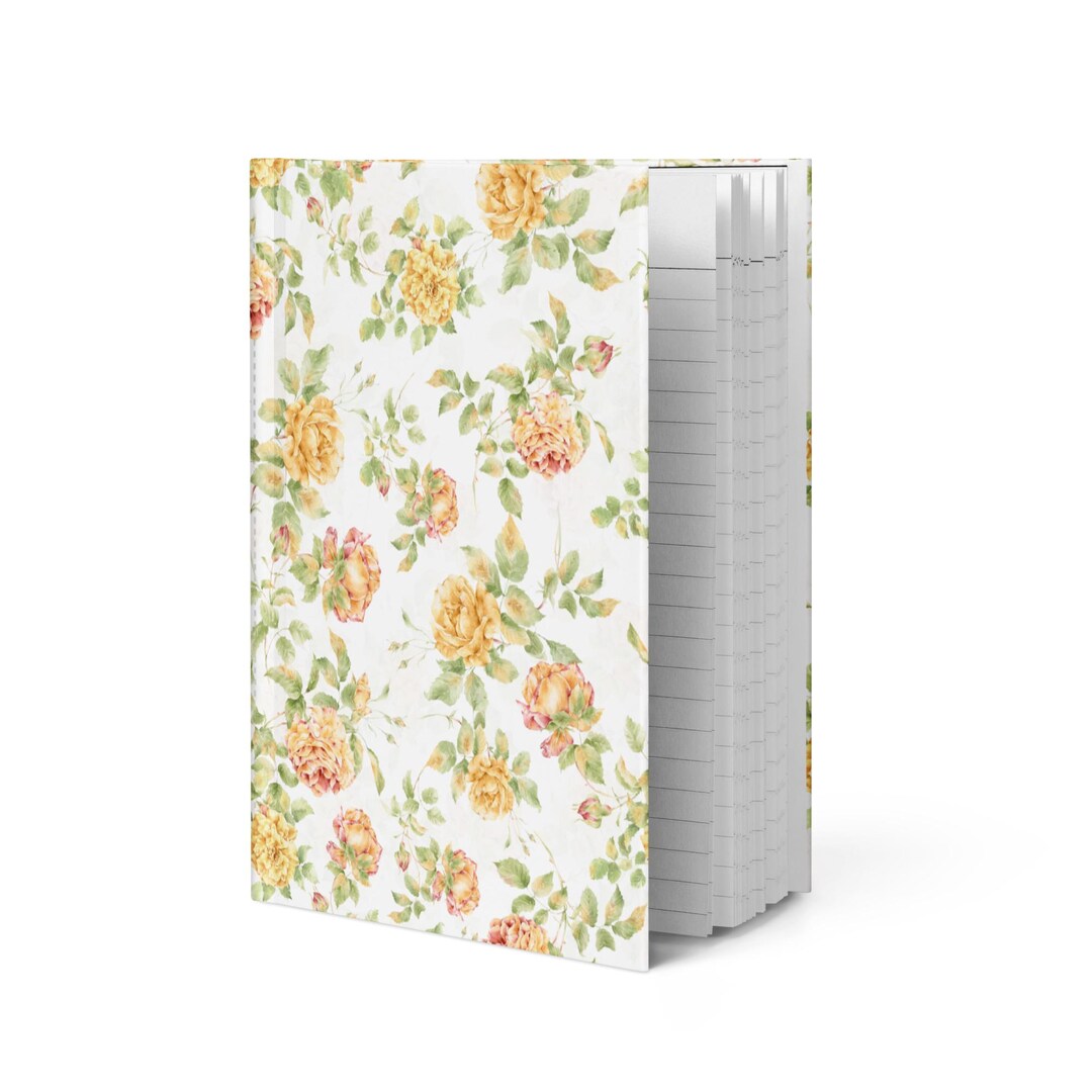 Hardcover Vintage Yellow Floral Journal - Etsy