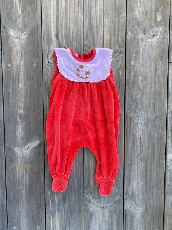 Vintage Baby Rumper 90s Baby Clothing Strawberry