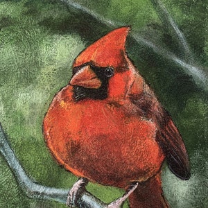 Rory the Cardinal Acrylic Painting 8x10 Print, Matted to 11x14 image 1