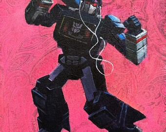 Soundwave, Transformer, Dancing Painting, ipod classic style ad, Luster Print, 8x10 print double matted to 11x14