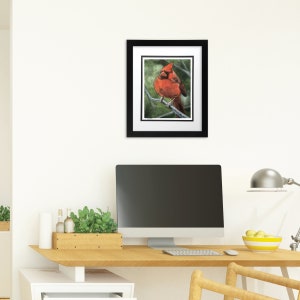 Rory the Cardinal Acrylic Painting 8x10 Print, Matted to 11x14 image 4