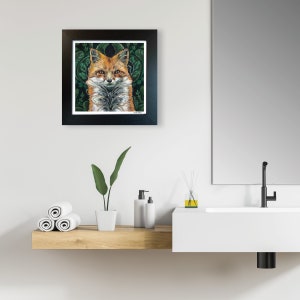 Mr. Fox, Acrylic on Upholstery Fabric, 7x7 Luster Print image 8