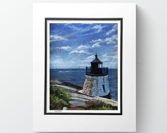 Castle Hill Lighthouse Print: Newport, RI, Luster Finish (11x14 Matted)