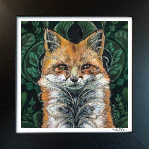 Mr. Fox, Acrylic on Upholstery Fabric, 7x7 Luster Print image 10