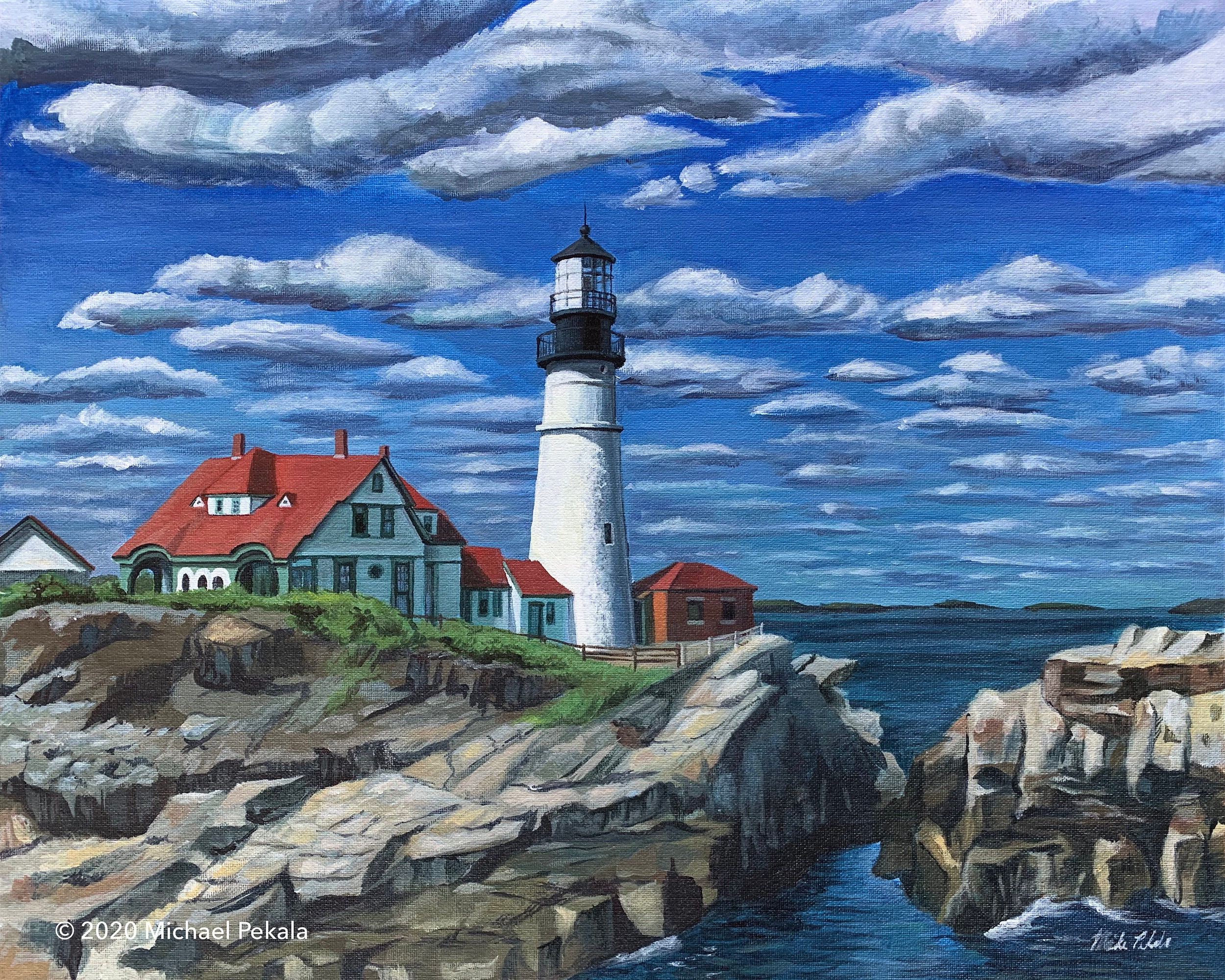 Portland Head Lighthouse Painting, Portland, Cape Elizabeth, Maine