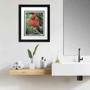 Rory the Cardinal Acrylic Painting 8x10 Print, Matted to 11x14 image 8